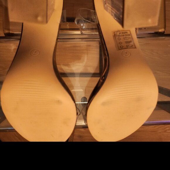 Rose Gold Clear Strap Chunky Block Heel Sandal - Picture 2 of 4